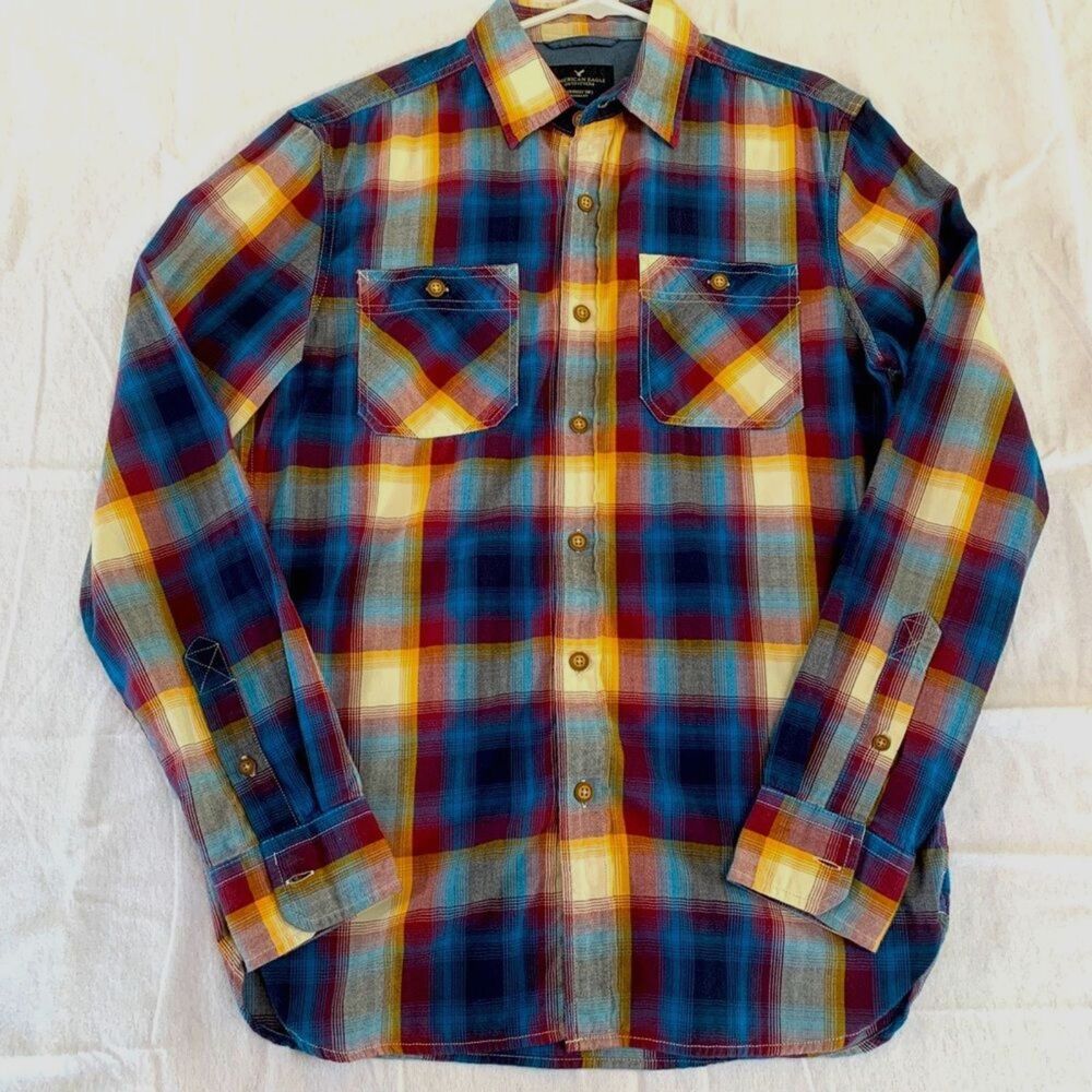 American Eagle Seriously Soft Classic Fit Multicolor Button Down Size S